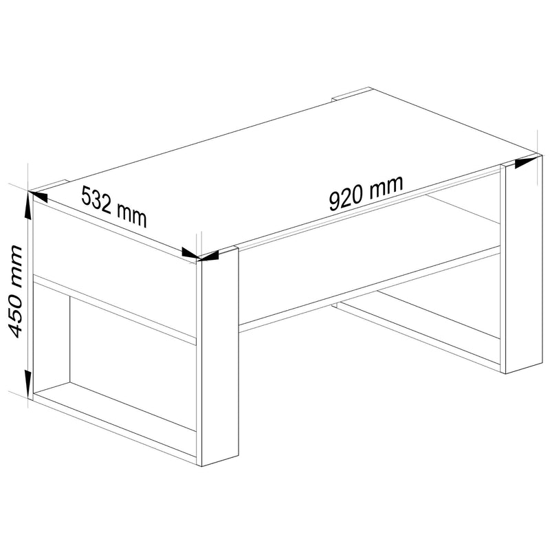 Domi dohányzóasztal fehér - fekete 45 x 92 x 53 cm