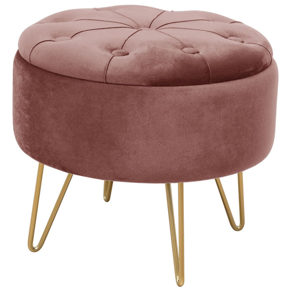 Caro ülőke tárolóhellyel, aranyszínű fémkerettel, 38 x 33 cm rózsaszínű