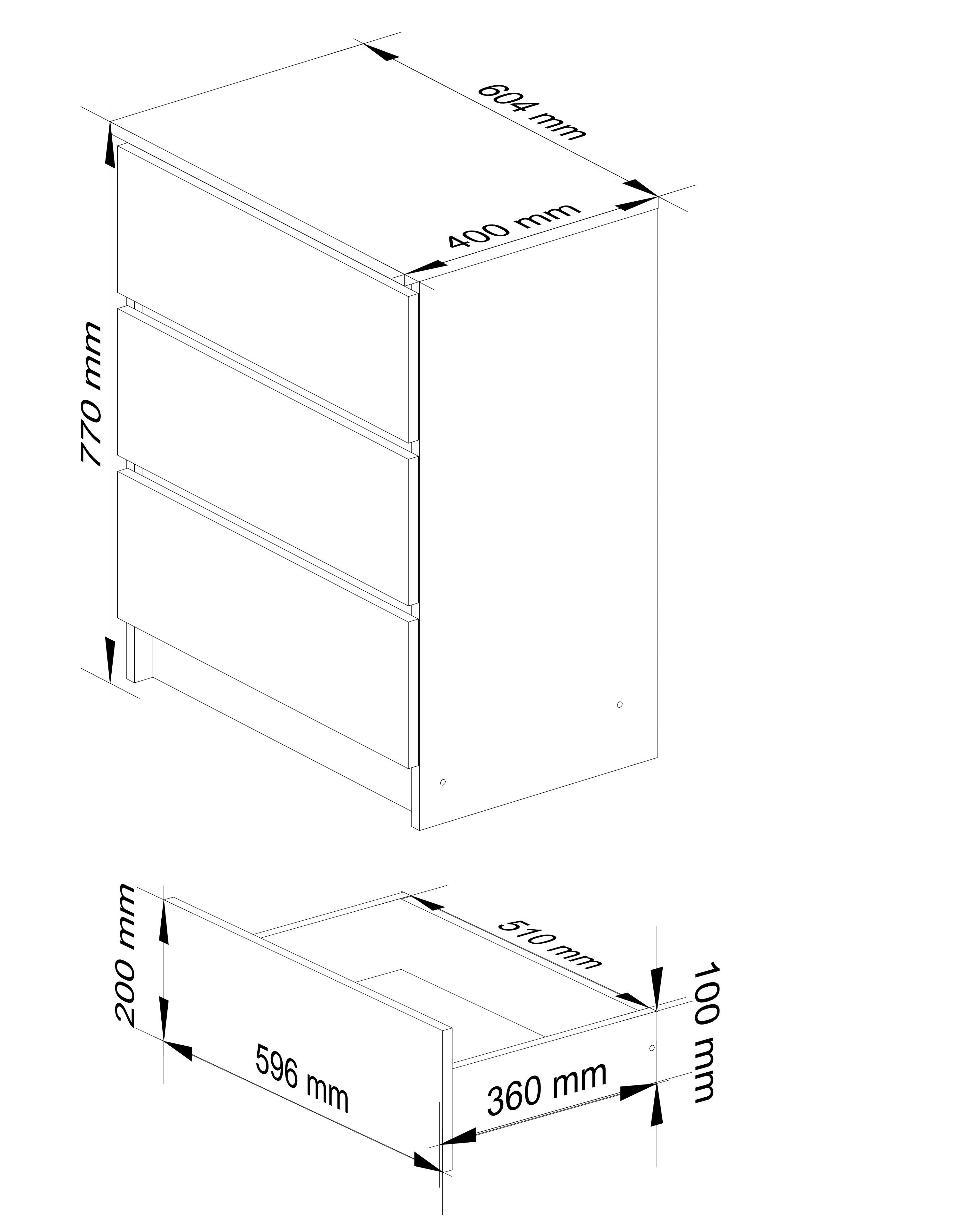 K60 komód 3 fiókkal 77 x 60 x 40 antracit