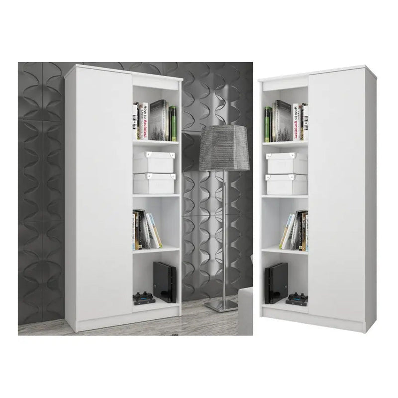 Könyves szekrény 1 ajtóval 8 polccal 80 x 180 x 35 cm fehér