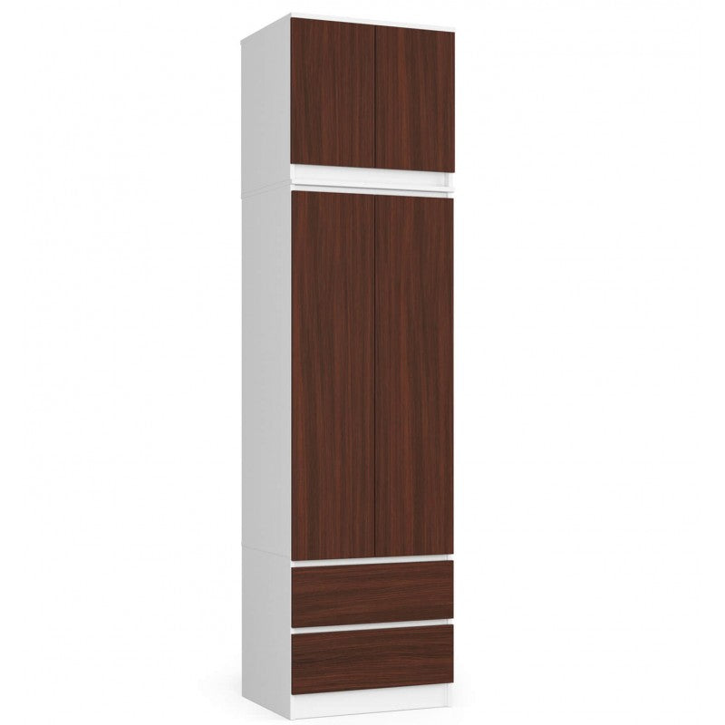 Ruhás szekrény extra felső résszel s60 2d 2sz fehér wenge