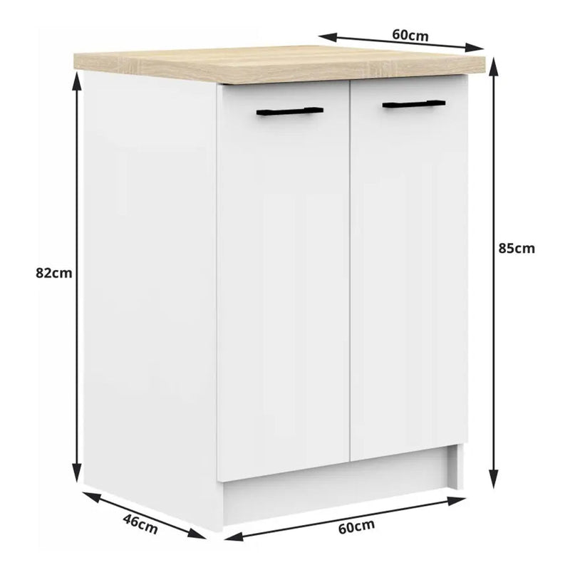 Oliwia konyhai szekrény 2 ajtóval és 2 fiókkal 60 x 46 x 82- 85 cm fehér