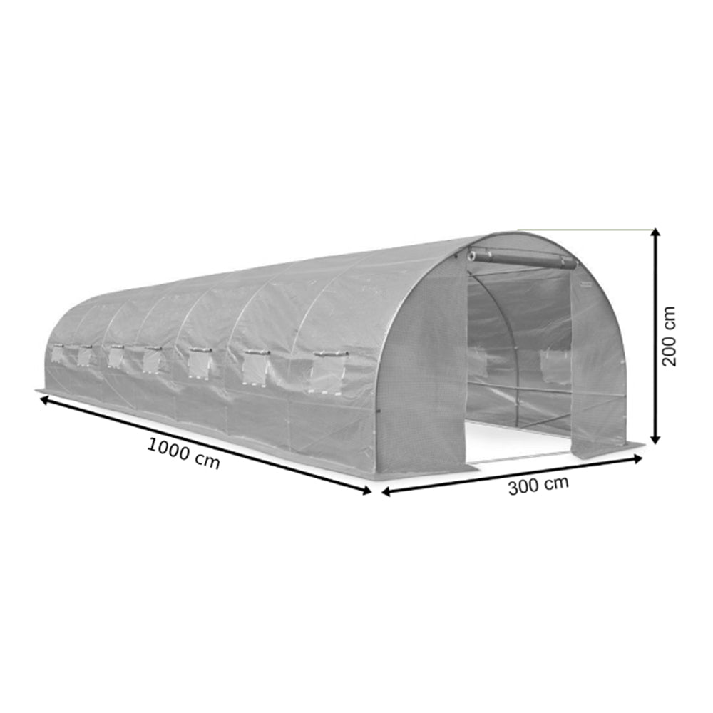 Alagút típusú üvegház 30nm zöld kerti fóliával szilárd szerkezetű galvanizált acélból 10 x 3 x 2 m