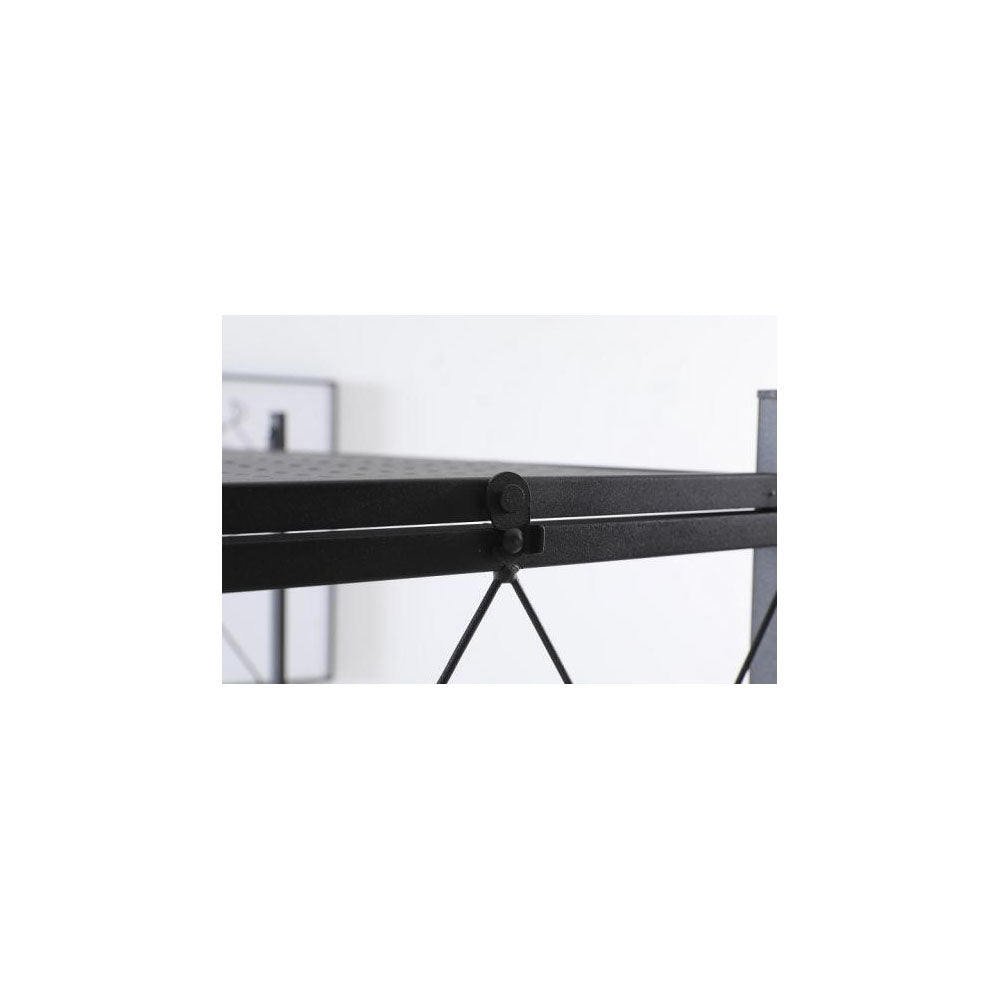 Összecsukható fekete fém polc rendszer 4 polc 127 x 72 x 34 cm