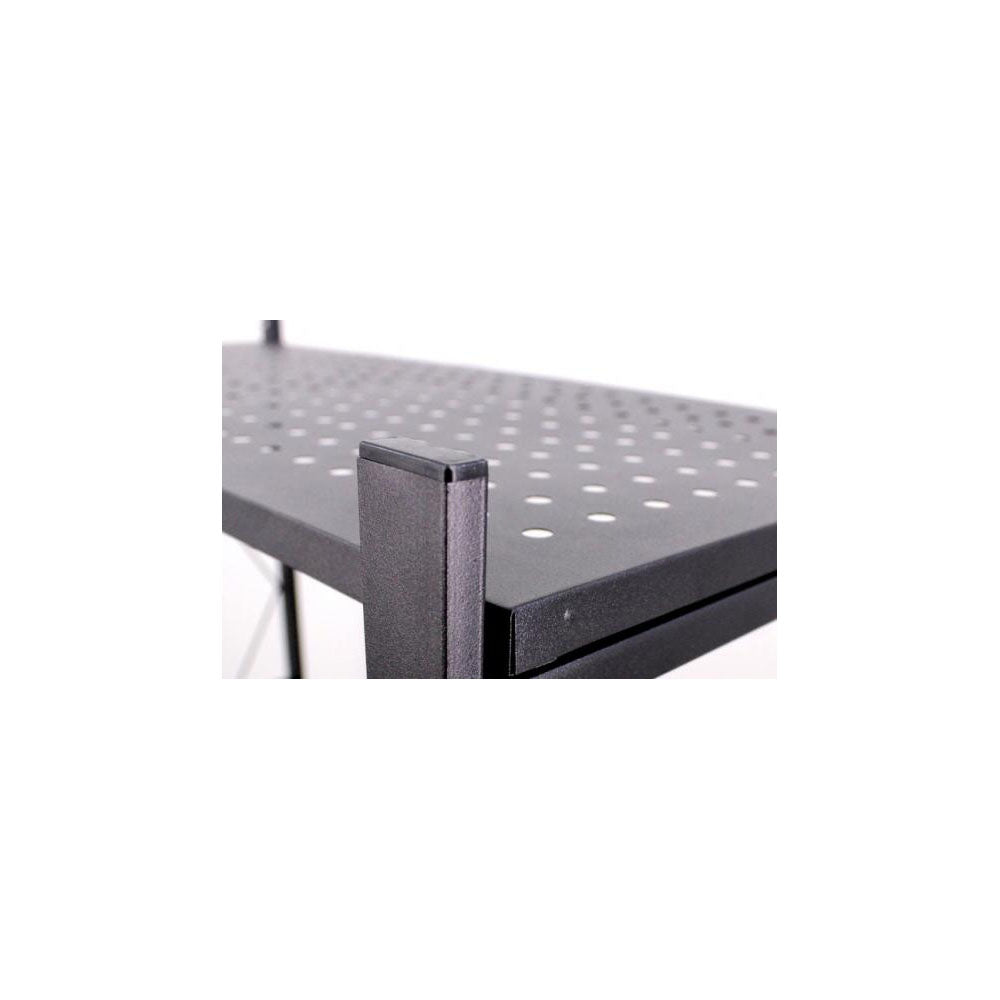 Összecsukható fekete fém polc rendszer 4 polc 127 x 72 x 34 cm