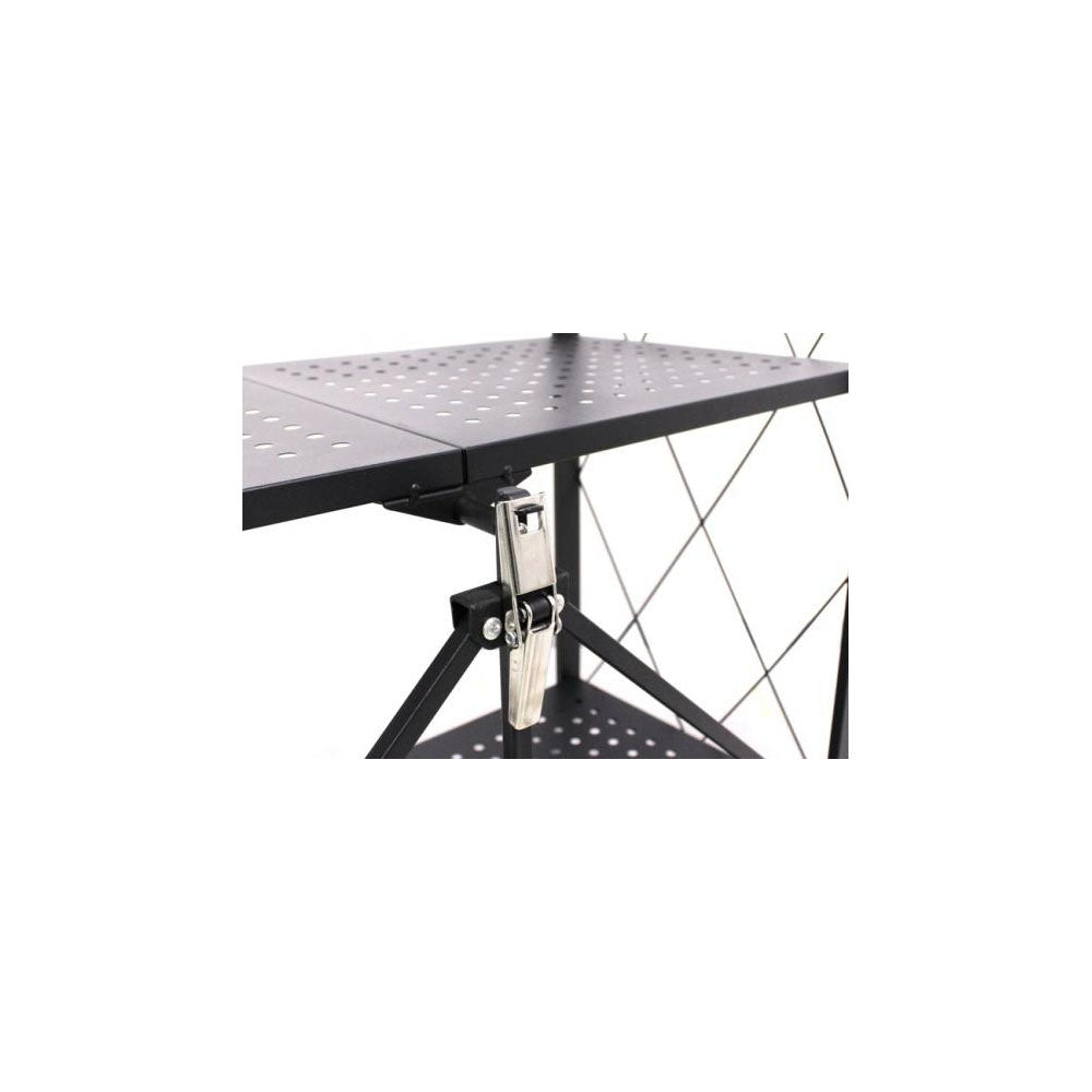 Összecsukható fekete fém polc rendszer 4 polc 127 x 72 x 34 cm