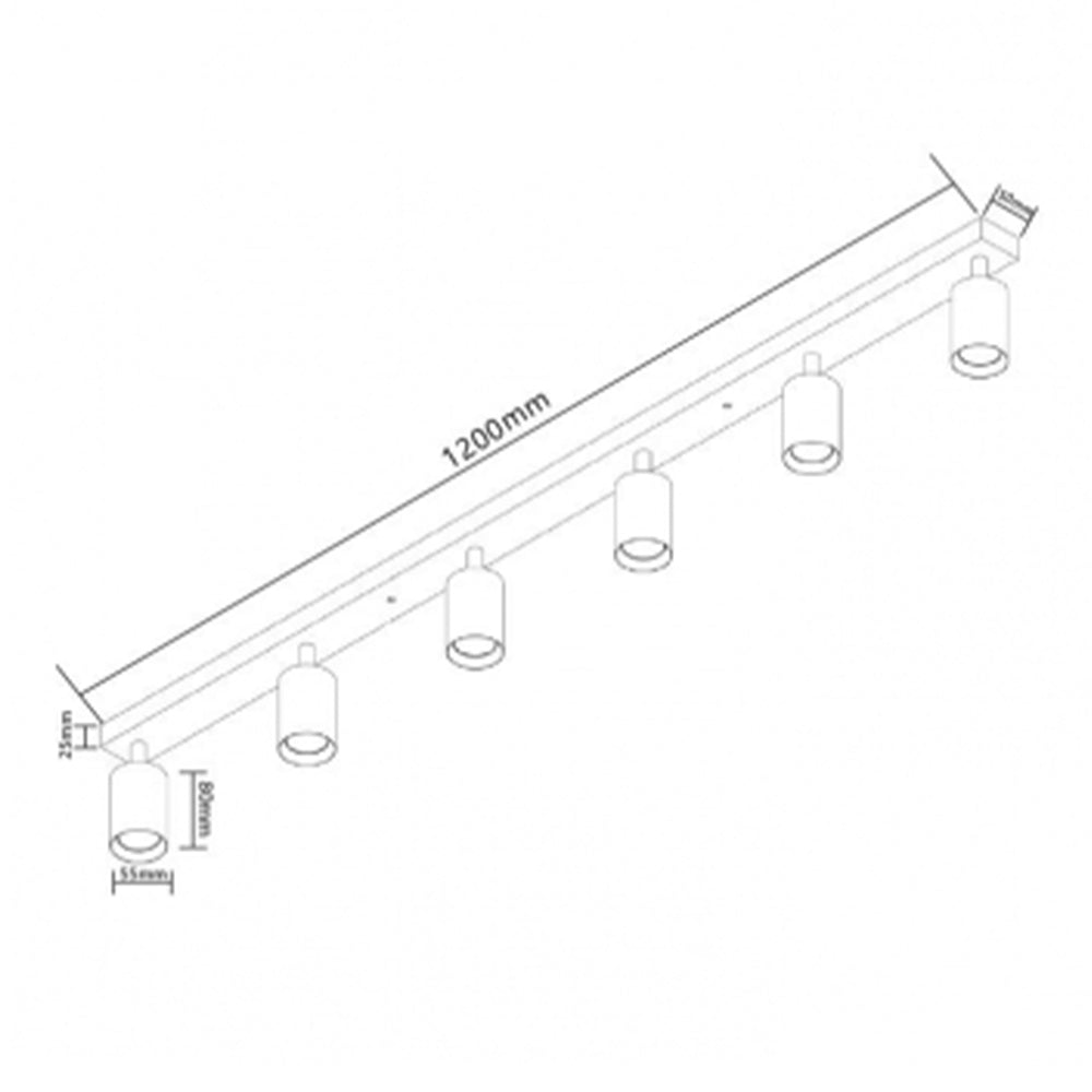 Spot lámpa bardo 6 x gu10 35w 120 x 5 x 10.5cm fekete