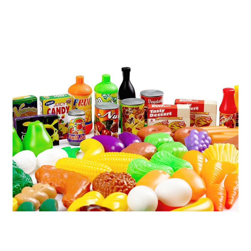 Műanyag élelmiszer zöldség gyümölcs készlet játékkonyhához 120 db