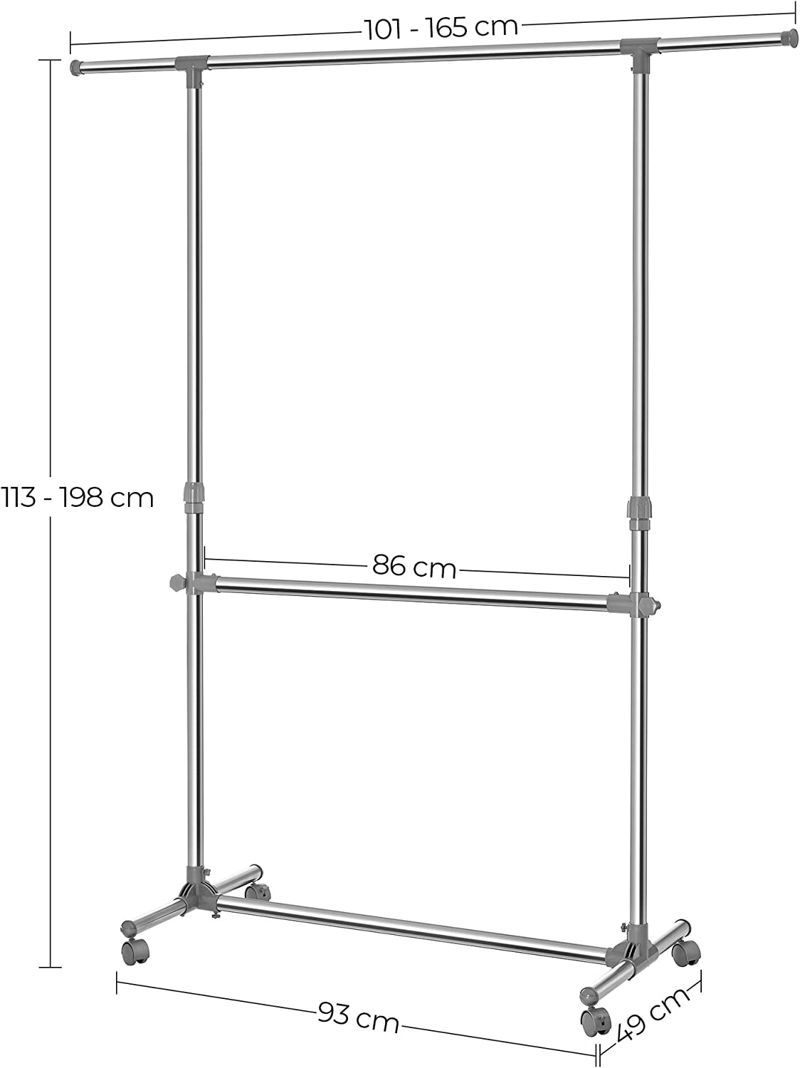 Mobil ruhatartó állvány Songmics állítható magasságú 113-198 cm