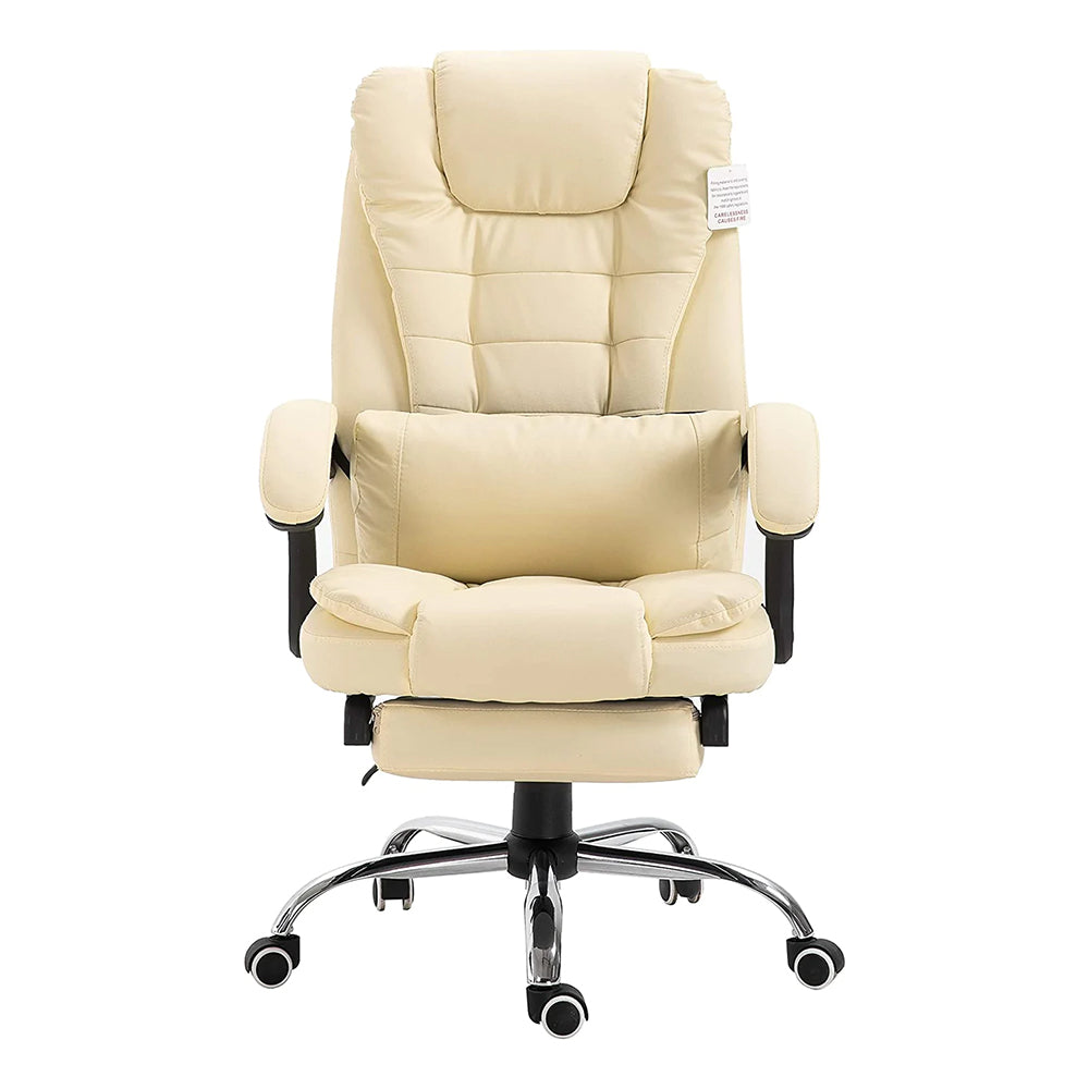 Premium relax vezetői – irodai szék 8 masszázsponttal és melegítéssel krém színű ökológiai bőrrel