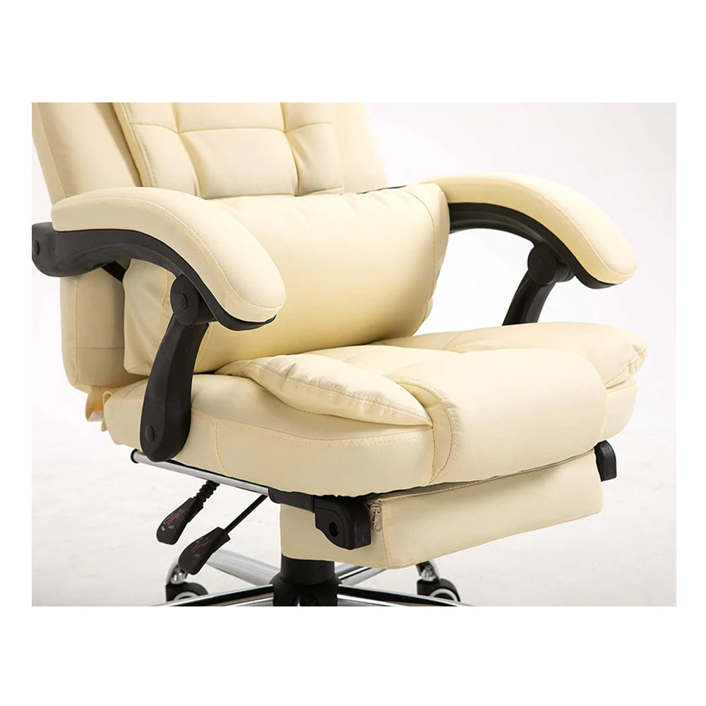 Premium relax vezetői – irodai szék 8 masszázsponttal és melegítéssel krém színű ökológiai bőrrel