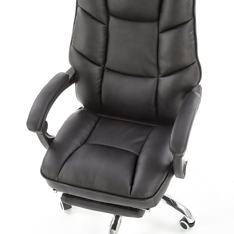 Alvin vezetői irodai szék kárpitozott fekete ökológiai bőrrel és lábtartóval