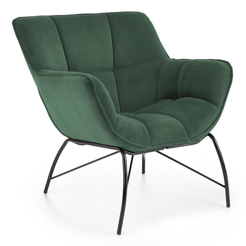 Smaragd zöld Belton Velvet fotel szövettel kárpitozva 74 x 73 x 78 cm