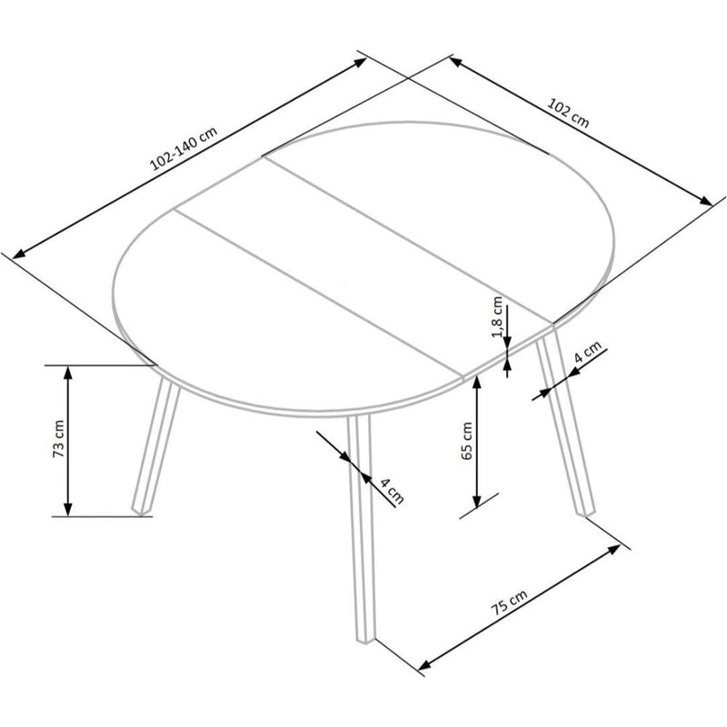 Kihúzható asztal ruben 102 – 142 x 102 x 73 cm