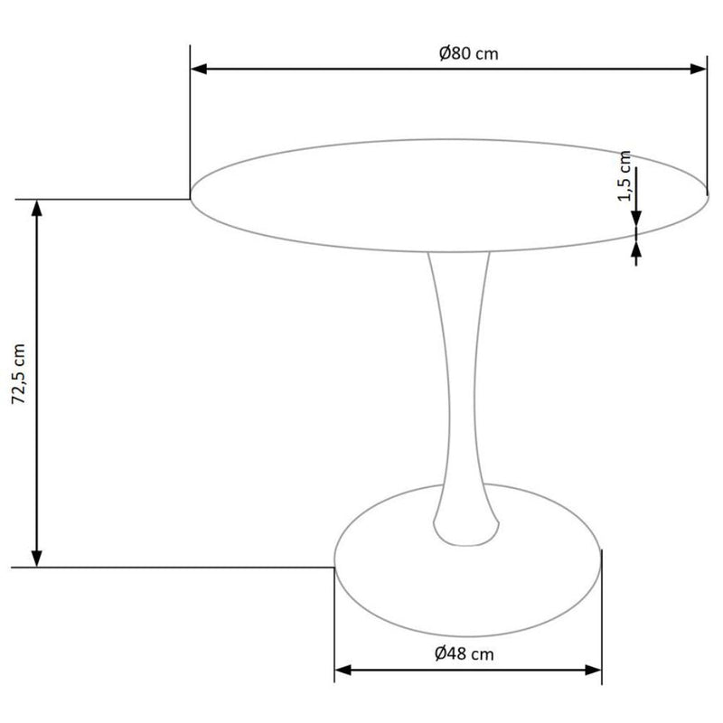 Kerek asztal sting arany tölgy - fehér 80 x 73 cm