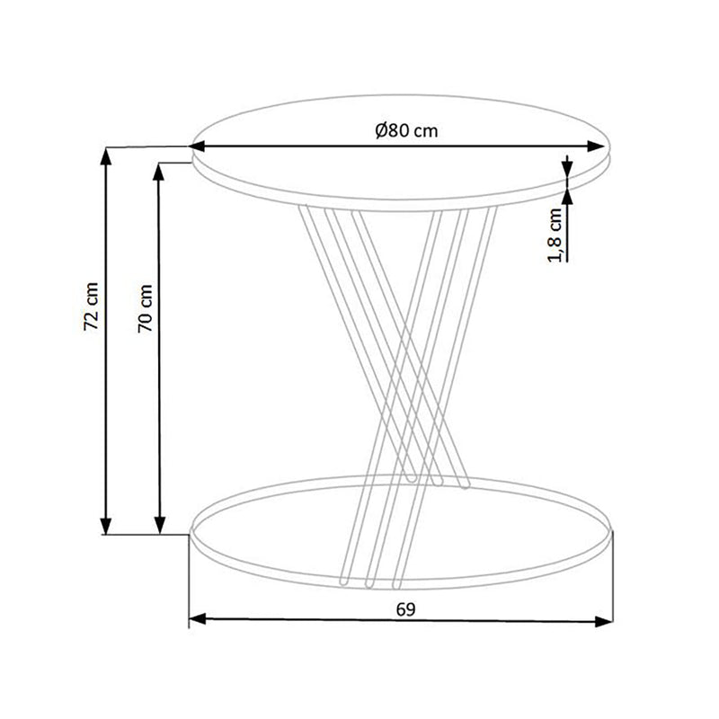 Kerek asztal sven természetes tölgy - fekete 80 x 72 cm