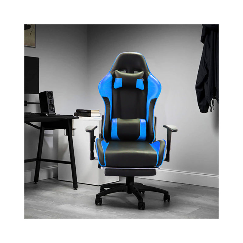Gémer szék dönthető háttámlával lábtartóval rockstar 511 kék