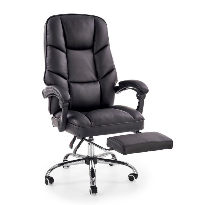 Alvin vezetői irodai szék kárpitozott fekete ökológiai bőrrel és lábtartóval