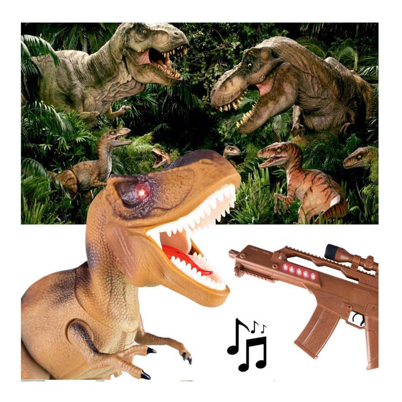 T-rex dinoszaurusz távirányítóval és infravörös játékpuskával