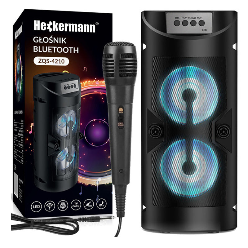 Heckermann ZQS-4210 hordozható hangszóró vezeték nélküli, bluetooth-al és mikrofonnal