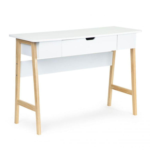 Modern íróasztal tárolóval fehér-natúr fa 107.5 x 40 x 74 cm