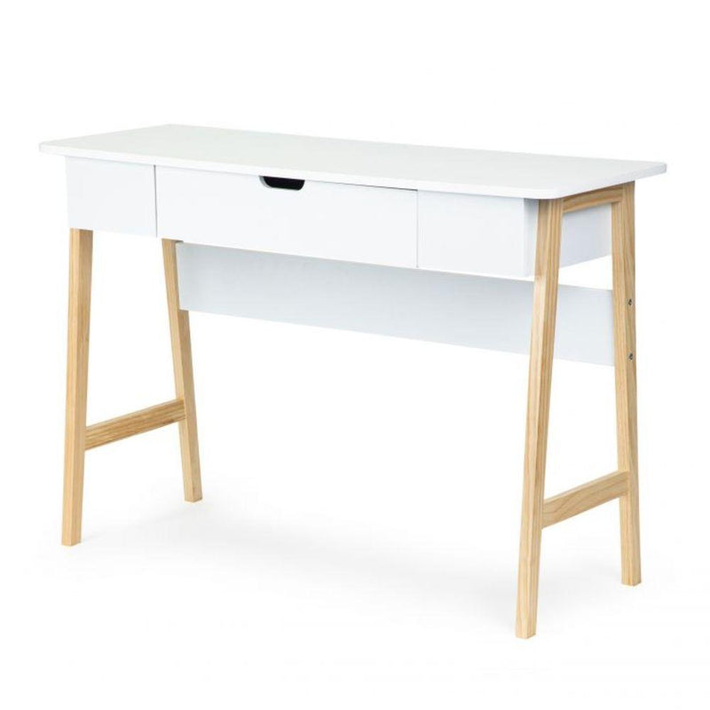 Modern íróasztal tárolóval fehér-natúr fa 107.5 x 40 x 74 cm