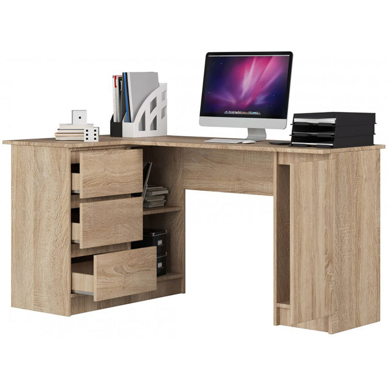 Sarok számítógép íróasztal 3 tárolóval b20 155 cm tölgyfa