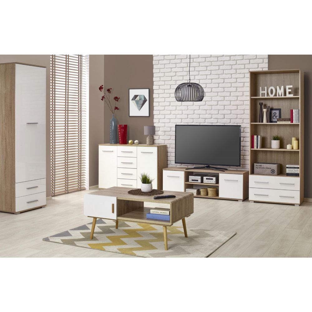 Tv komód rtv-1 2 ajtóval sonoma tölgy - fehér 137 x 40 x 44 cm