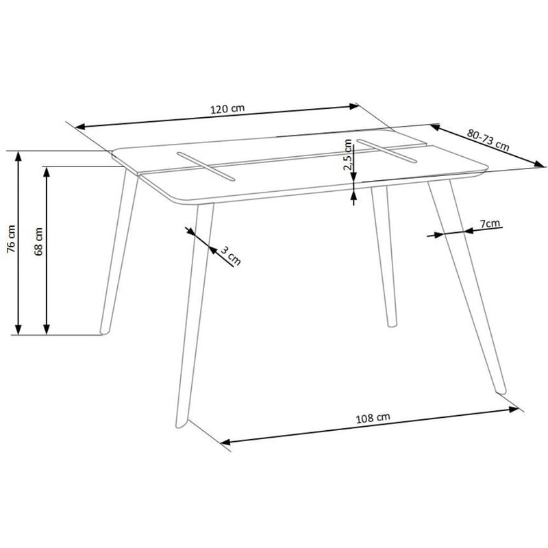 Asztal david fehér - bükkfa 120 x 80 x 76 cm
