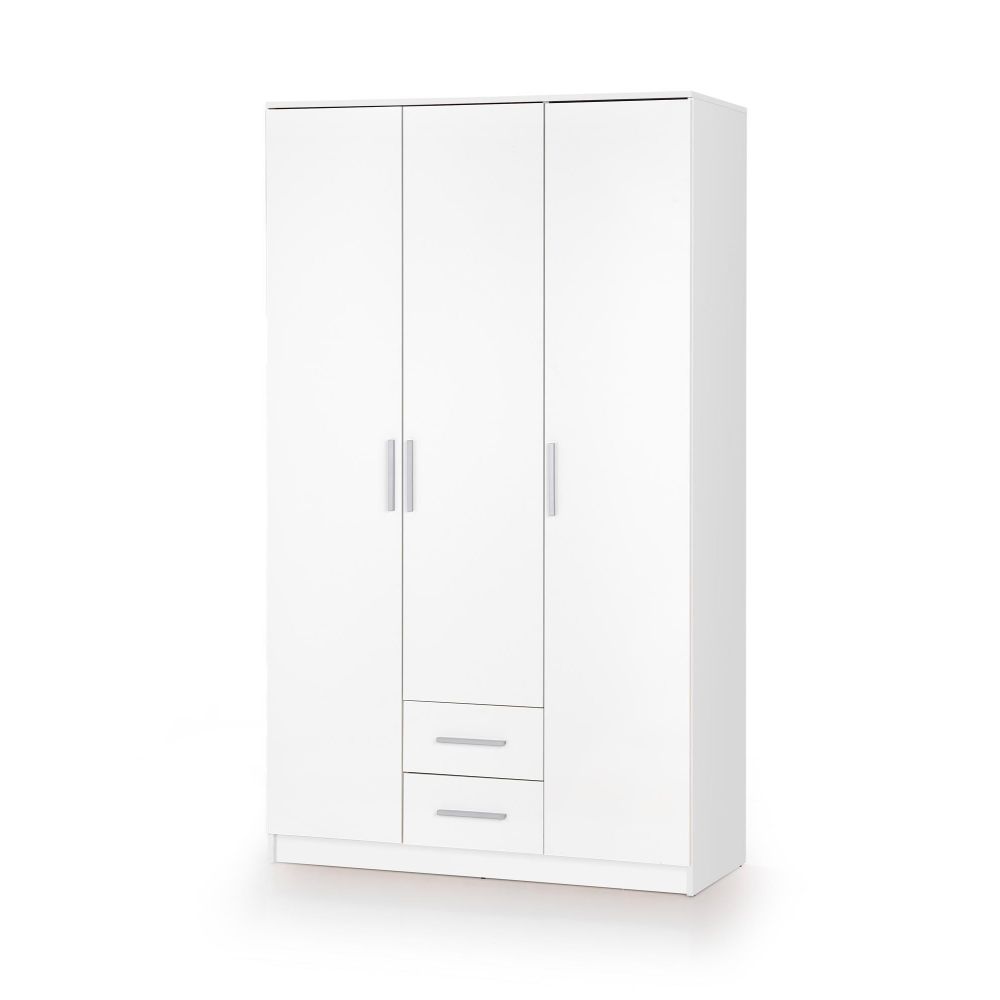 Szekrény lima s-3 2 tárolóval 3 ajtós fehér 120 x 52 x 205 cm﻿﻿