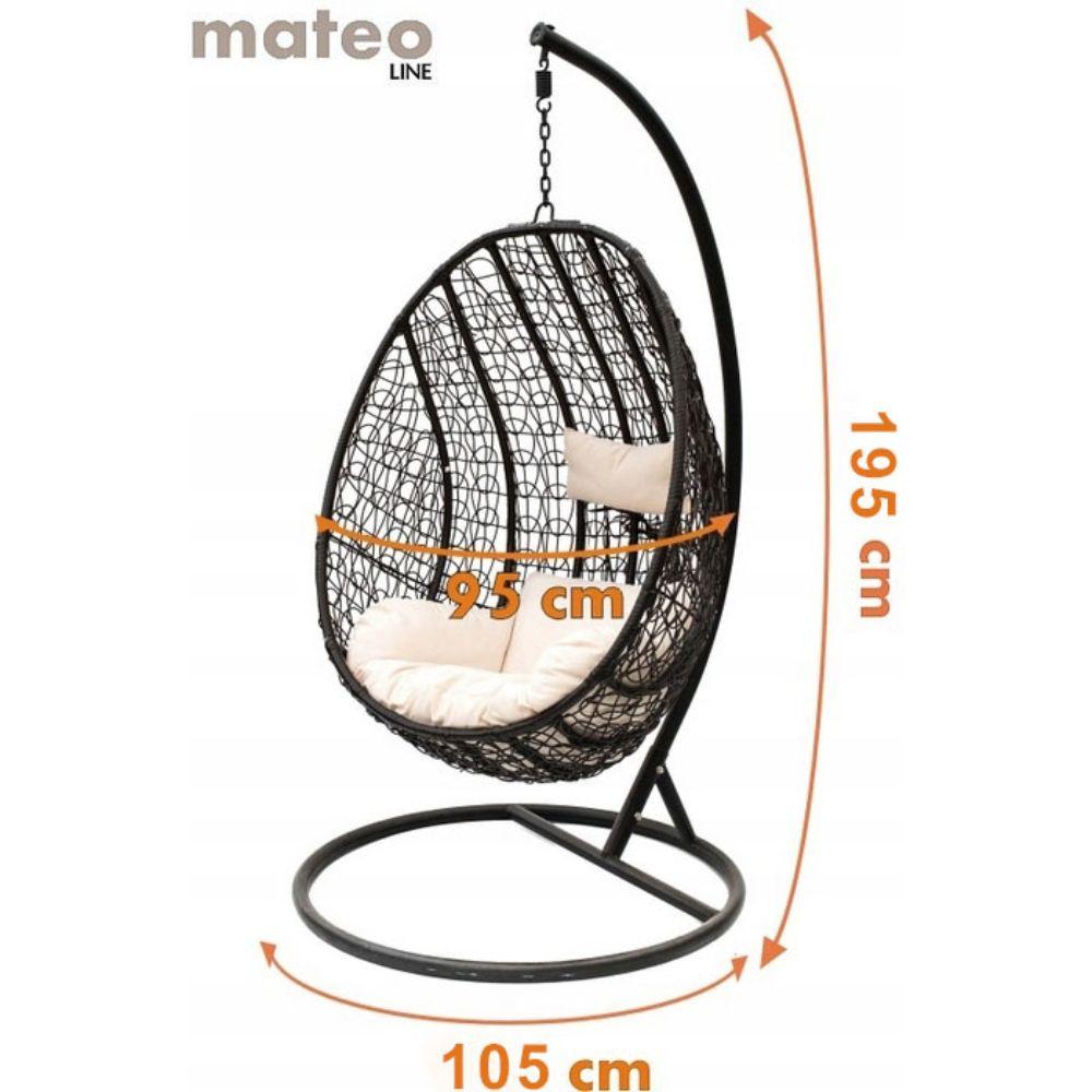 Függőfotel kertbe teraszra mateo fekete-bézs