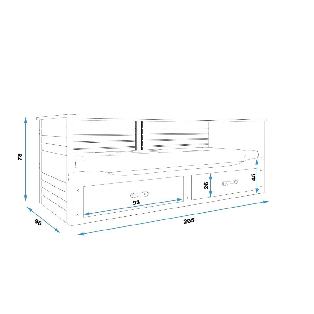 Gyerekágy tárolóval szürke interbeds hermes 205 x 90 cm