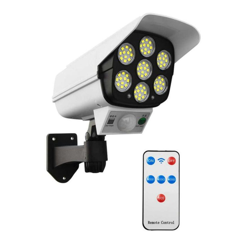Napelemes lámpa biztonsági kamera formájú mozgásérzékelővel és távkapcsolóval 8w