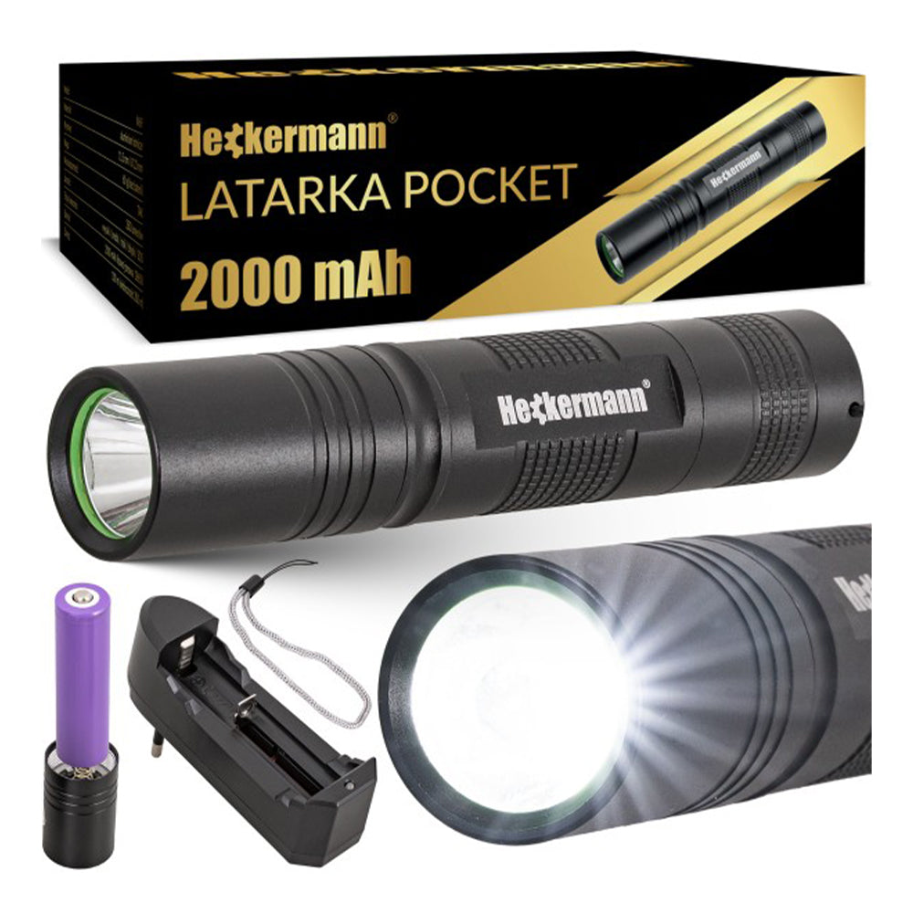 Katonai taktikai zseblámpa LED Heckermann 2000mAh-val