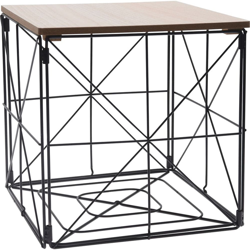 Négyszögletes kávézóasztal tároló kosárral 30 x 30 x 30 cm