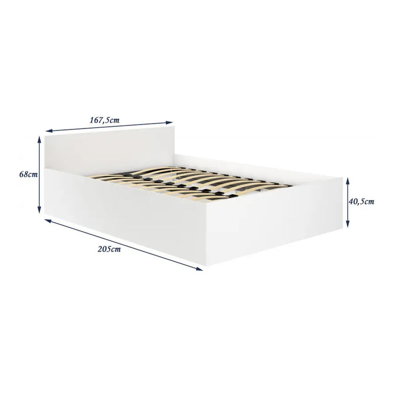 Kétszemélyes ágy hidraulikus rendszerrel és tárolóval 160 x 200 cm fehér