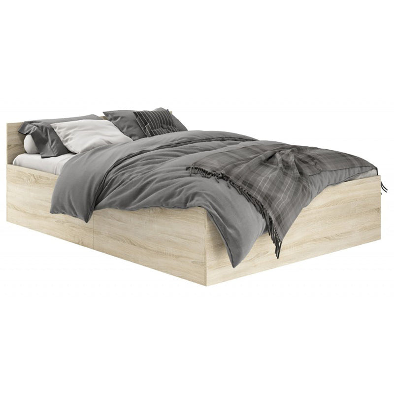 Kétszemélyes ágy hidraulikus matractartóval és tárolóval 160 x 200 cm tölgy