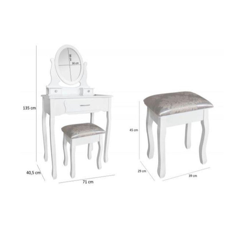 Smink asztal székkel 73 x 40 x 71 - 132 cm