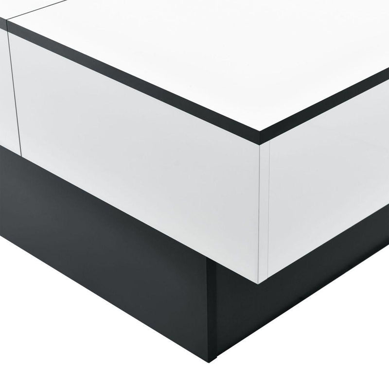 Kávézóasztal lens sw fekete - fehér fényes 40 x 80 x 60 cm