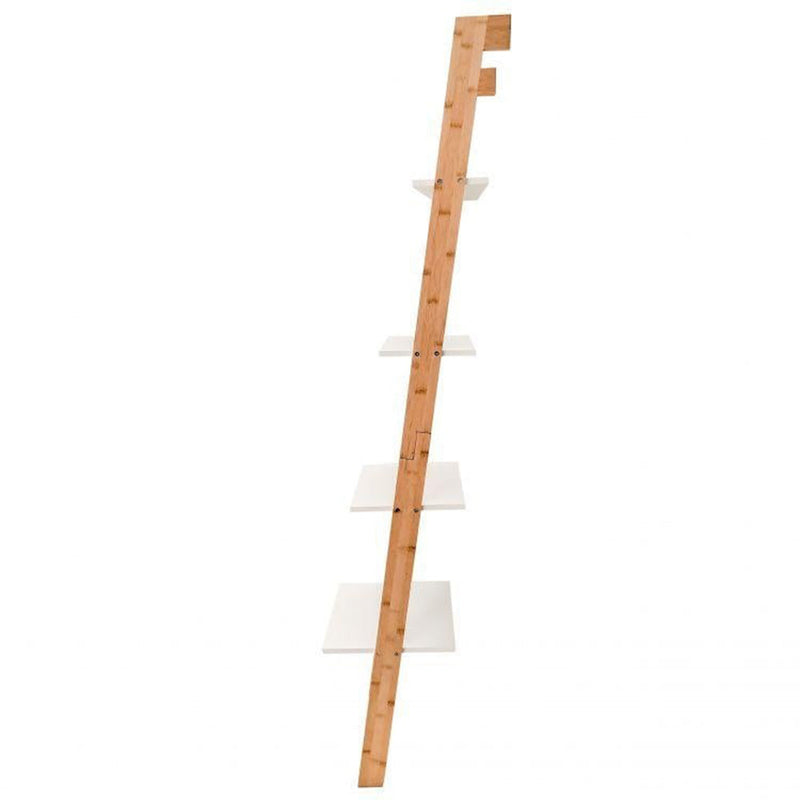Lépcső típusú könyvespolc bambuszból 4 polccal 161x34 cm