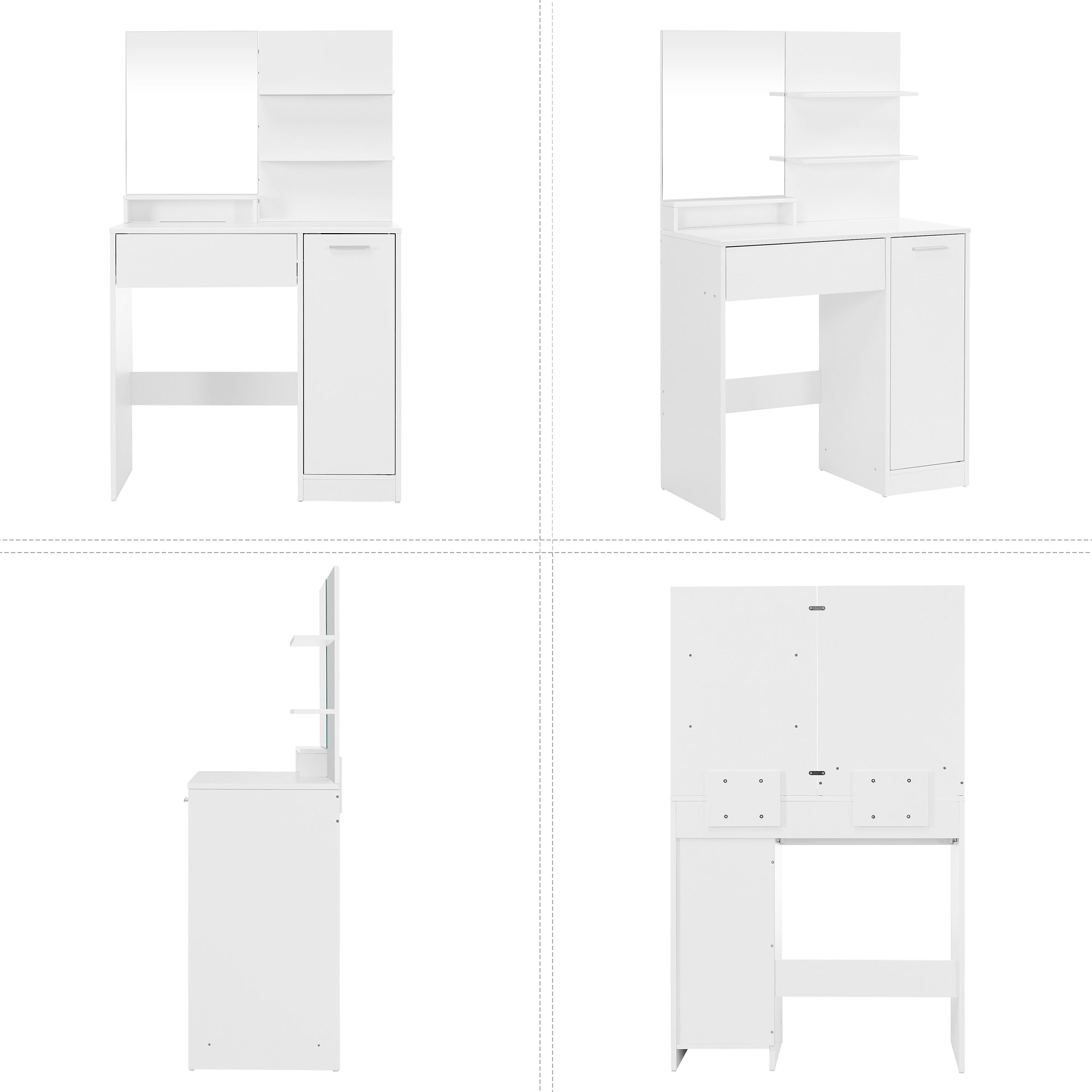 Vasagle smikasztal fehér 80 x 40 x 132 cm