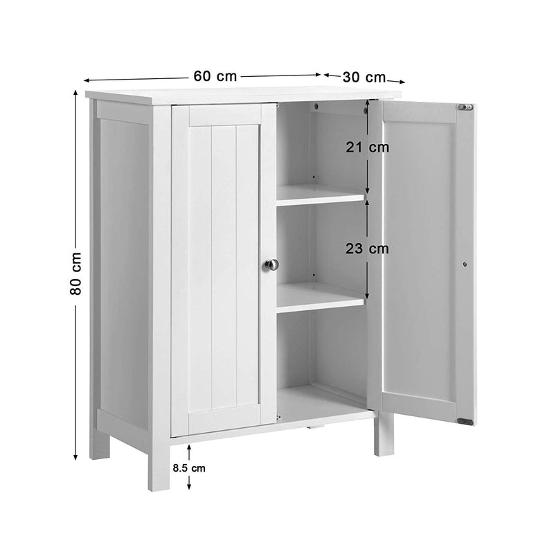 Fürdőszoba tároló szekrény 2 ajtóval, fehér Vasagle