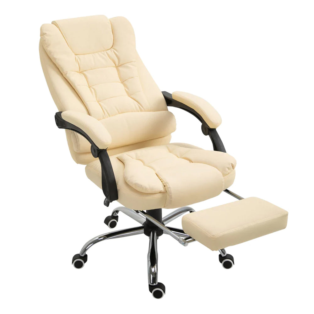 Premium relax vezetői – irodai szék 8 masszázsponttal és melegítéssel krém színű ökológiai bőrrel