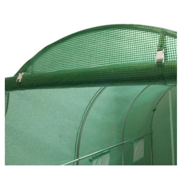 Alagút típusú üvegház zöld kerti fóliával szilárd szerkezetű acélból 3 részes 3.5x2m